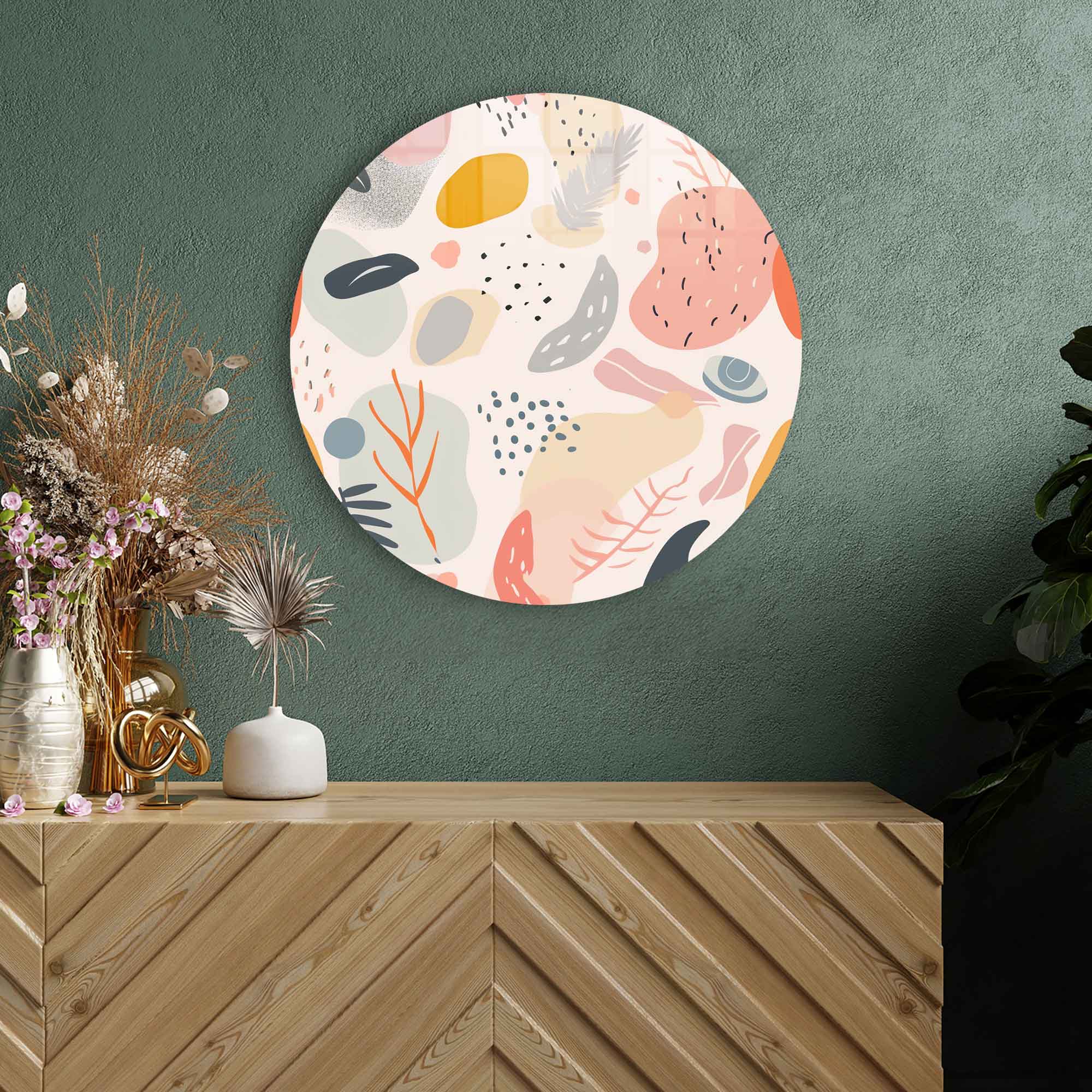 Pastel Objects- Rounded Glass Wall Art