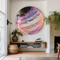 Artronauts Glass Print Ebru Art - Rounded Glass Wall Art
