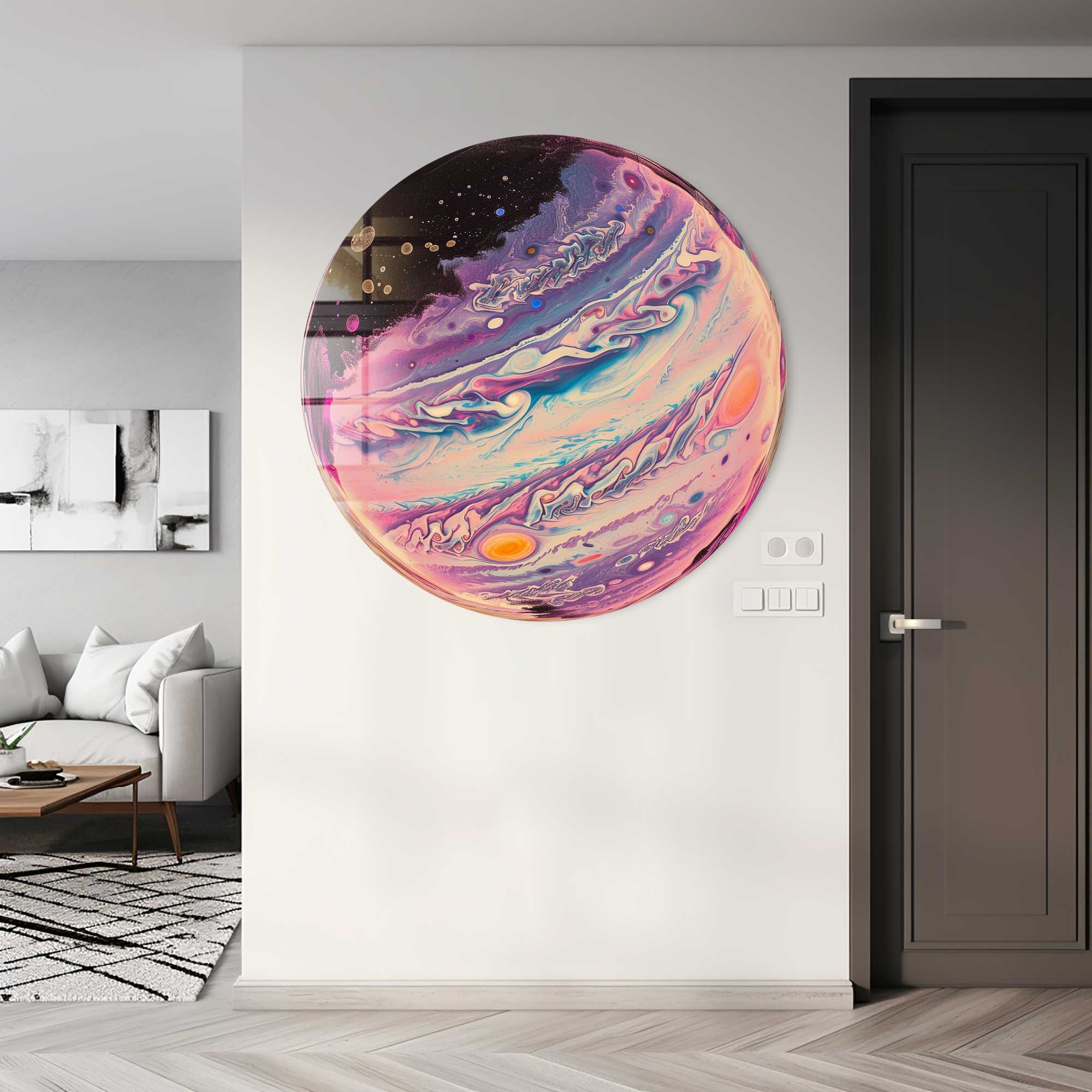 Ebru Art - Rounded Glass Wall Art