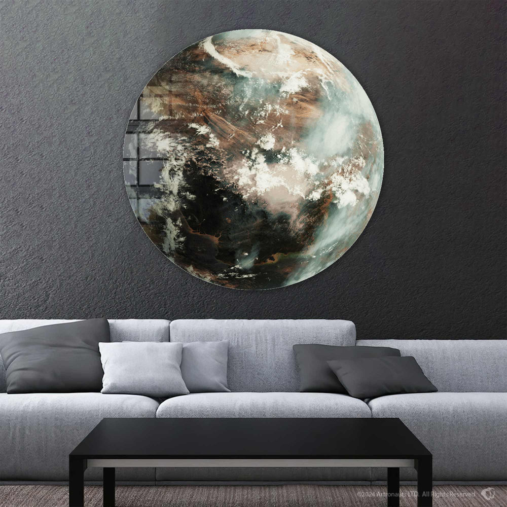 Artronauts Glass Print Chaotic World - Rounded Glass Wall Art