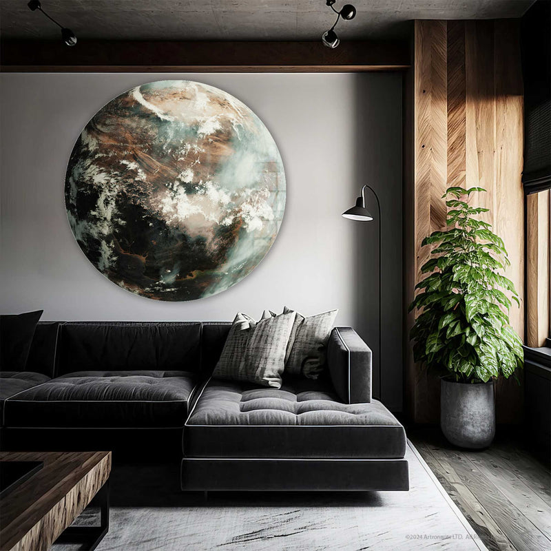 Artronauts Glass Print Chaotic World - Rounded Glass Wall Art