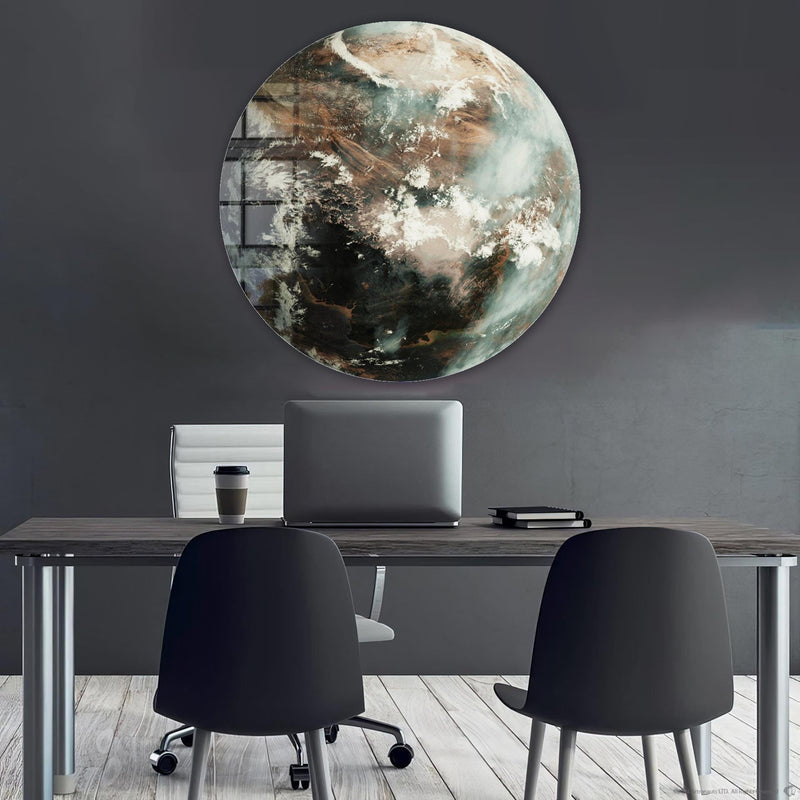 Artronauts Glass Print Chaotic World - Rounded Glass Wall Art
