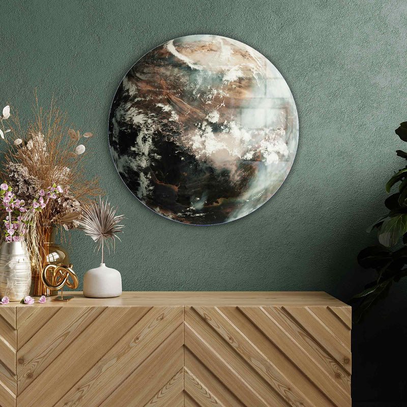 Artronauts Glass Print Chaotic World - Rounded Glass Wall Art