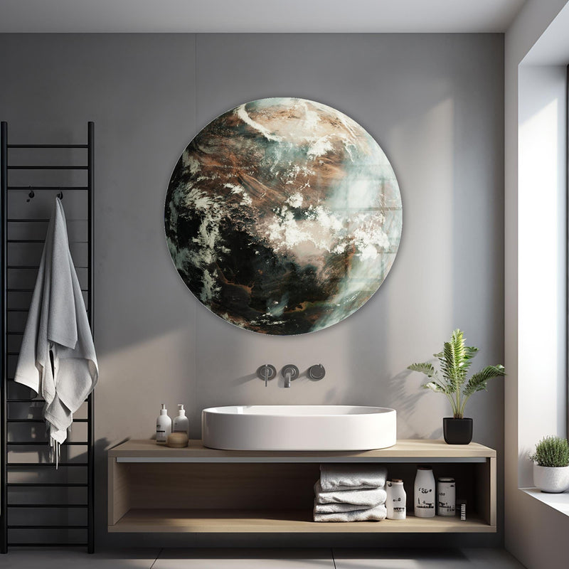 Artronauts Glass Print Chaotic World - Rounded Glass Wall Art