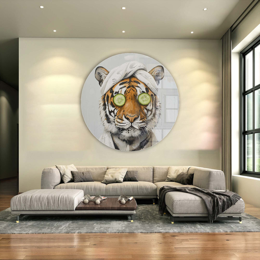 Artronauts Glass Print Tiger Zen - Rounded Glass Wall Art