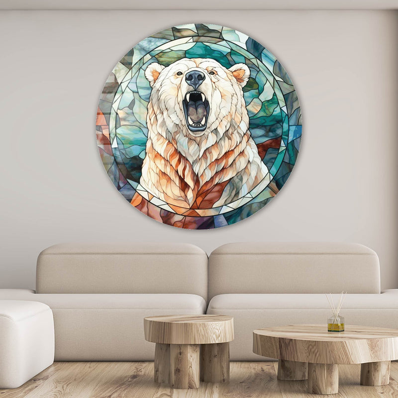 Artronauts Glass Print Stained Bear II - Rounded Glass Wall Art