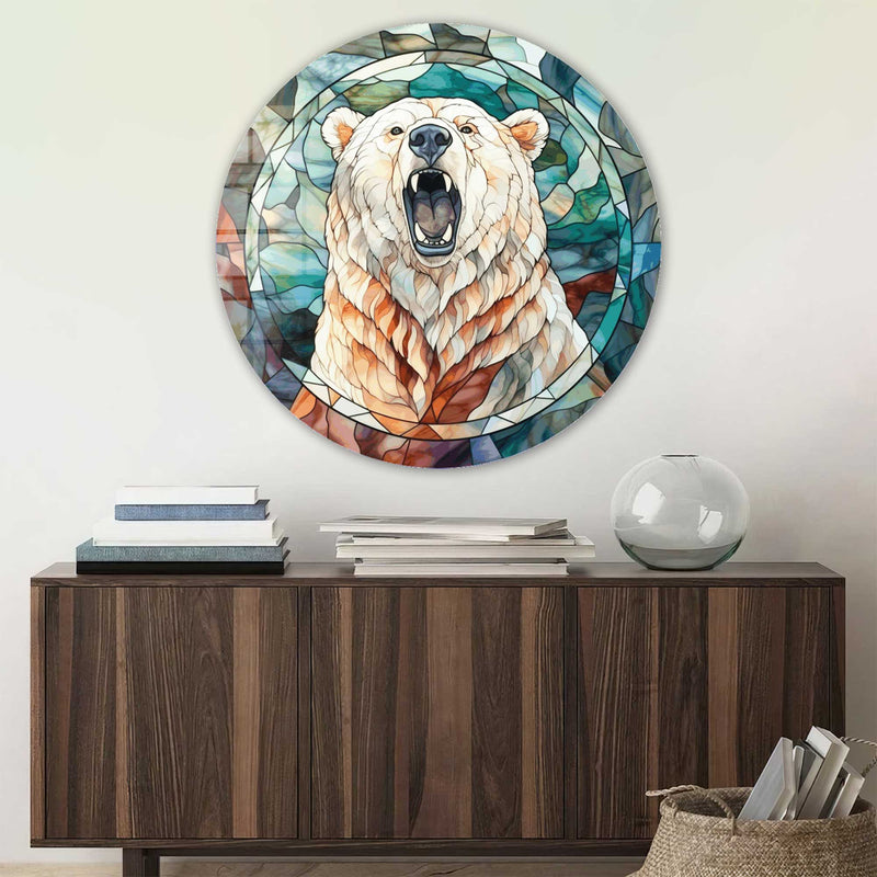 Artronauts Glass Print Stained Bear II - Rounded Glass Wall Art