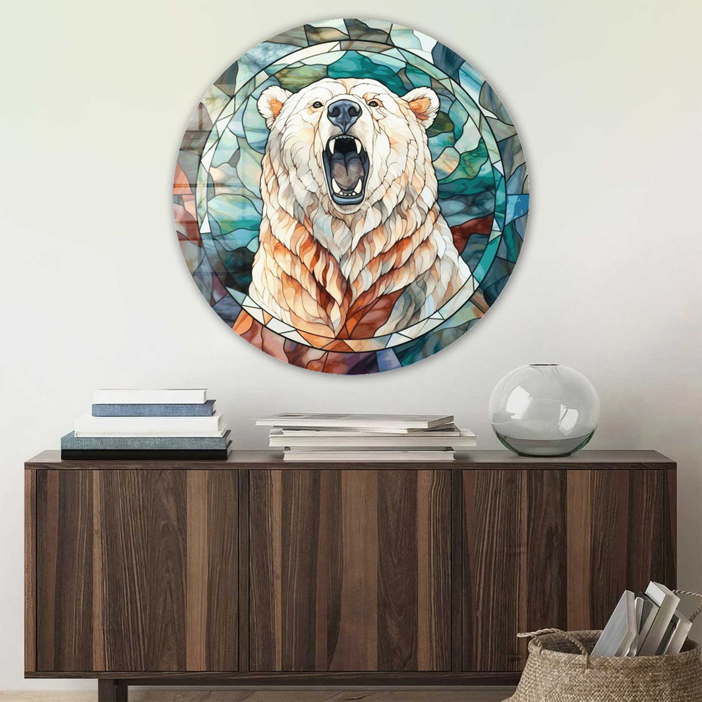 Artronauts Glass Print Stained Bear II - Rounded Glass Wall Art