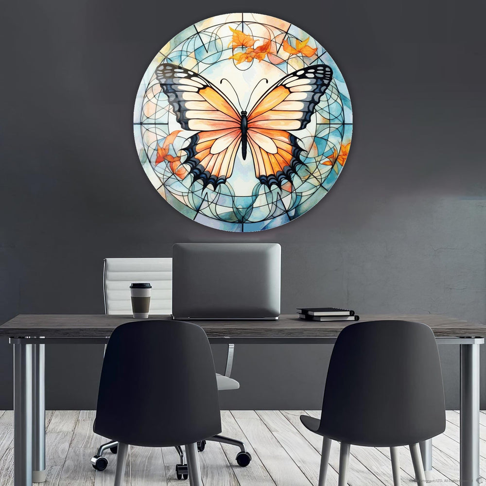 Artronauts Glass Print Stained ButterfIy IV - Rounded Glass Wall Art