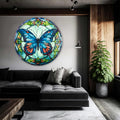 Artronauts Glass Print Stained ButterfIy V - Rounded Glass Wall Art