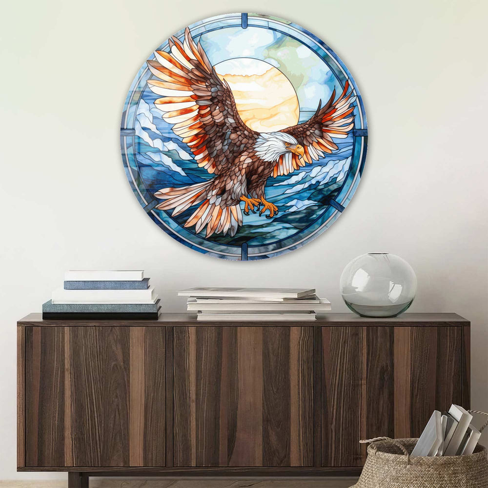 Artronauts Glass Print Stained Eagle - Rounded Glass Wall Art