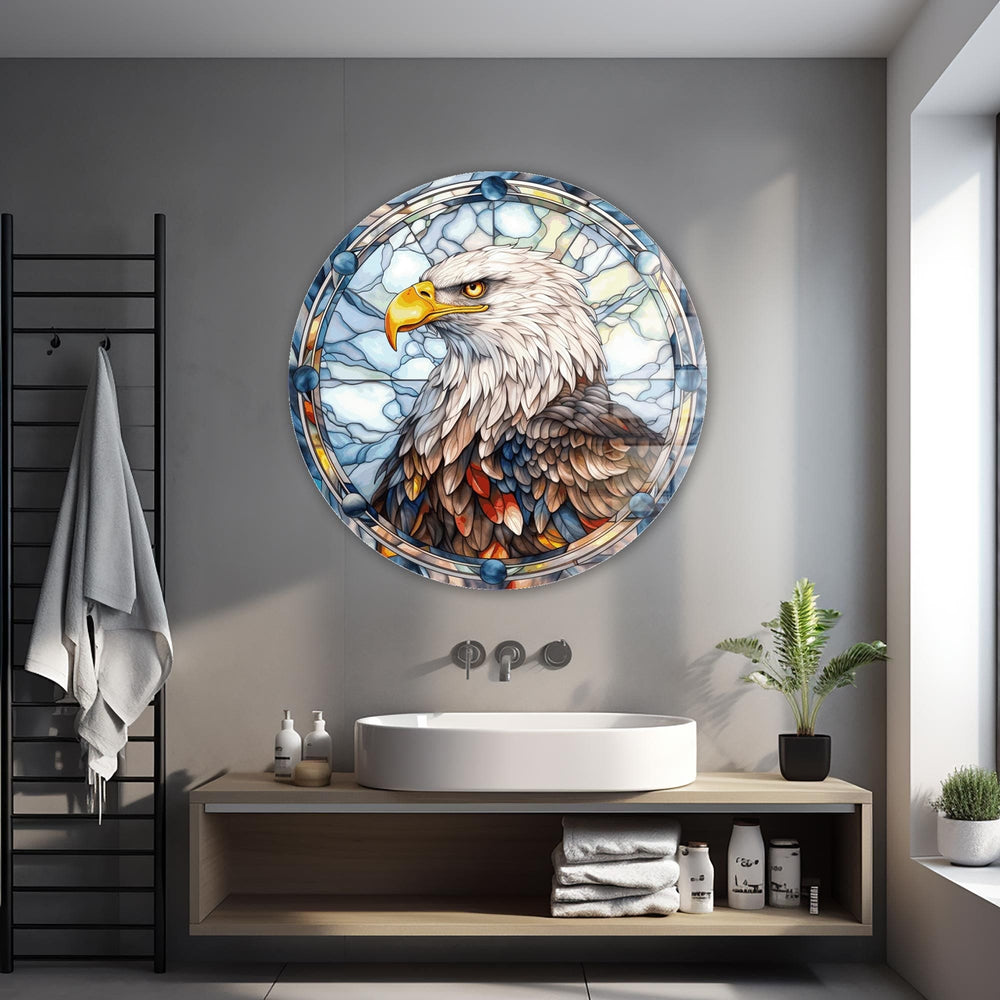 Artronauts Glass Print Stained Eagle II - Rounded Glass Wall Art