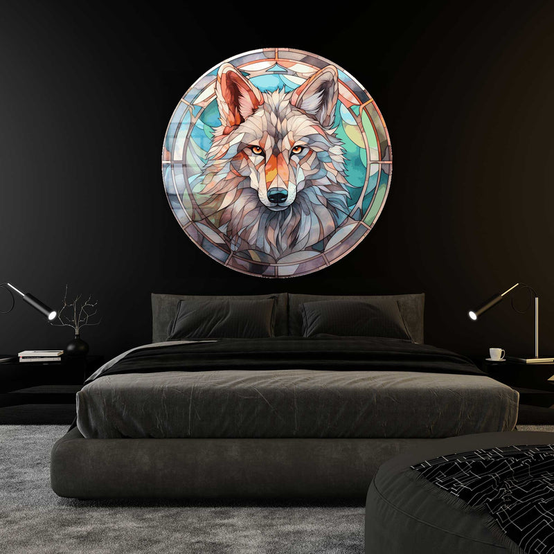 Artronauts Glass Print Stained Wolf II - Rounded Glass Wall Art