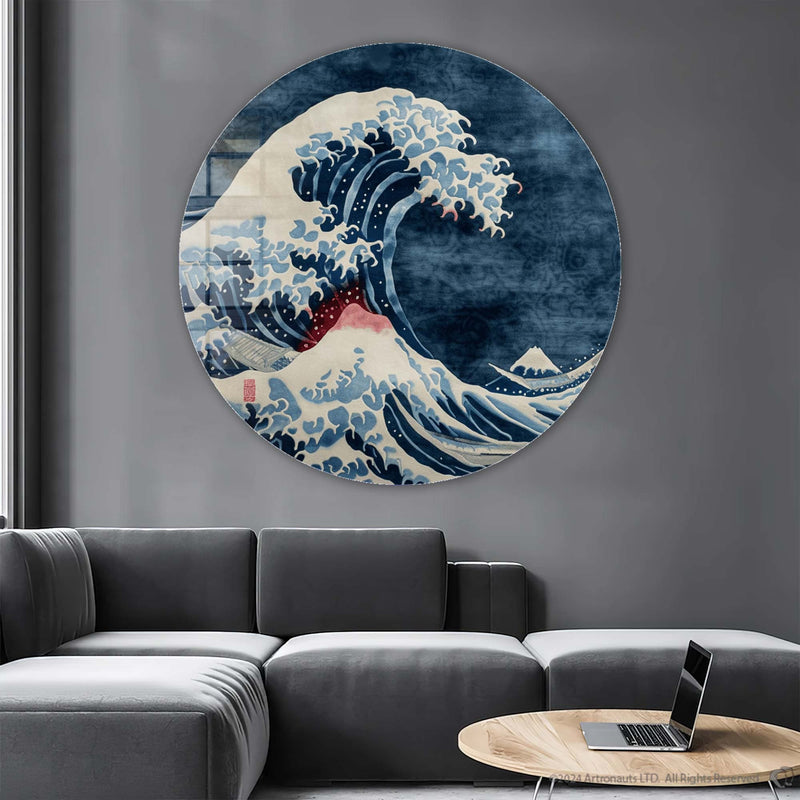 Artronauts Glass Print Kanagawa Waves - Rounded Glass Wall Art