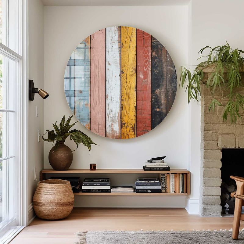 Artronauts Glass Print Rustic Woods - Rounded Glass Wall Art