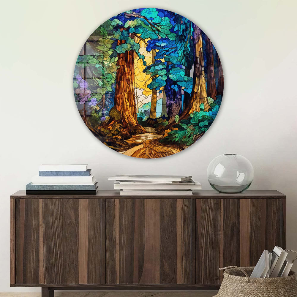 Artronauts Glass Print Stained Forest - Rounded Glass Wall Art
