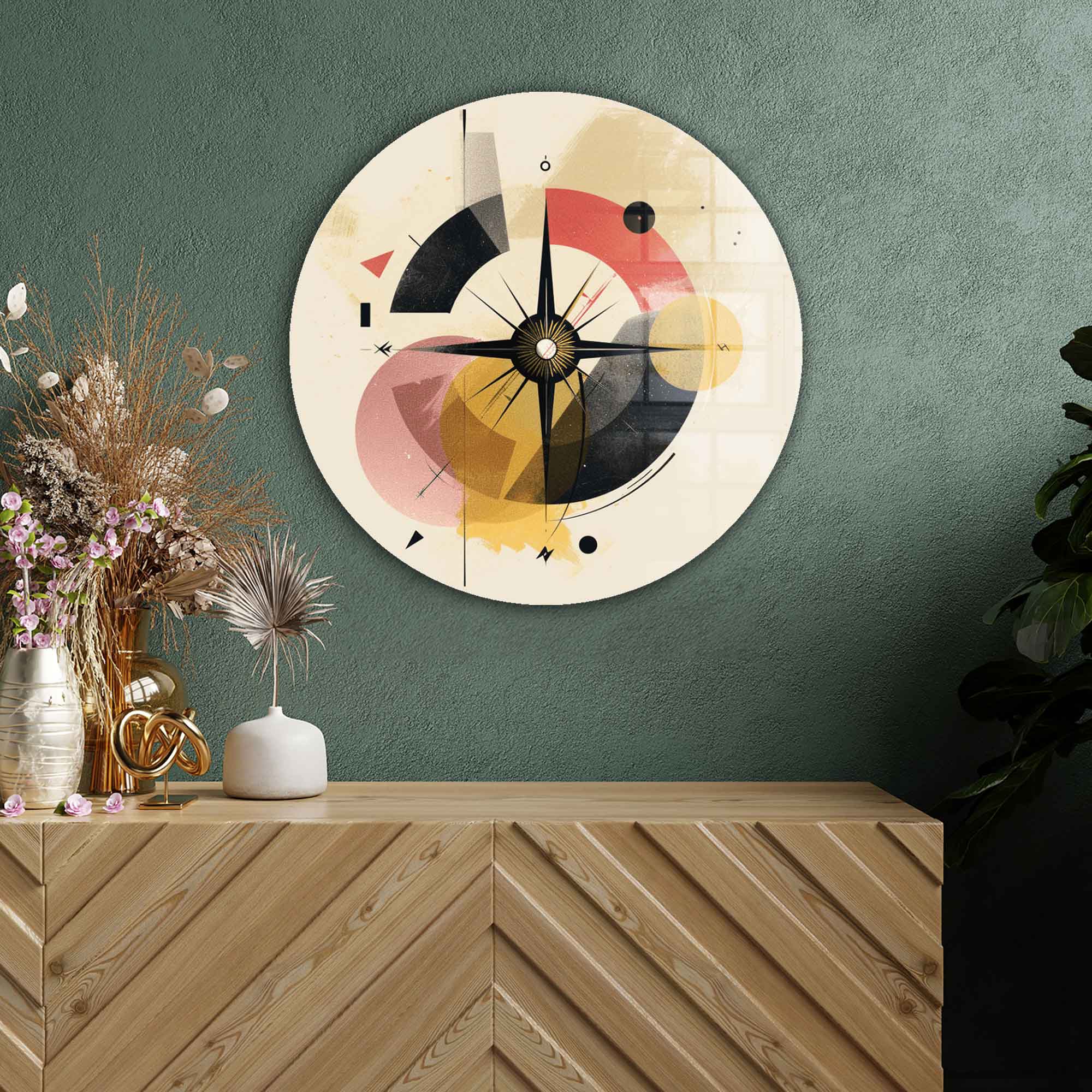 Abstract Compass - Rounded Glass Wall Art