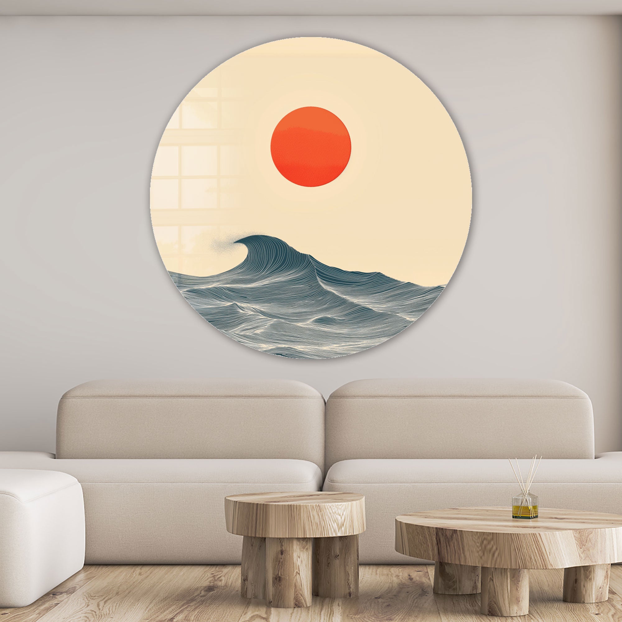 Japanese Sunset - Rounded Glass Wall Art