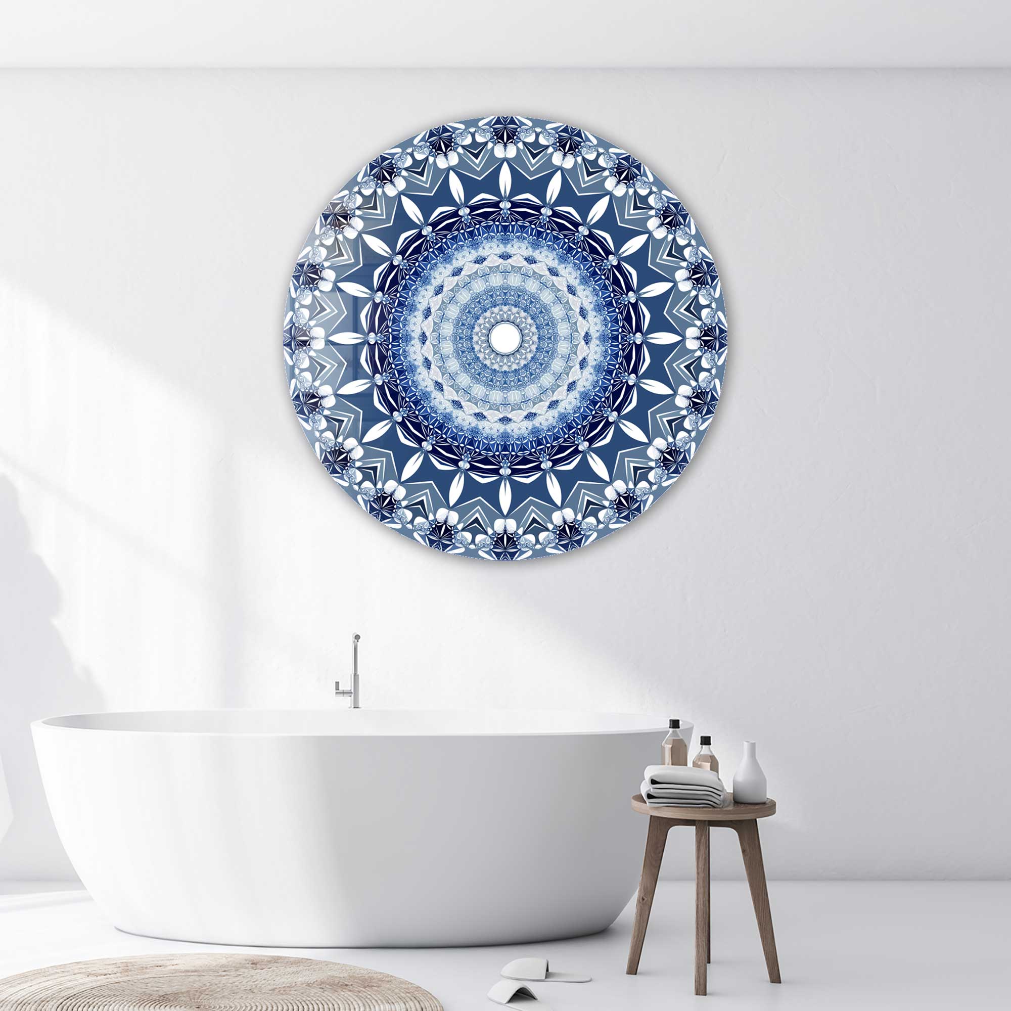 Blue Continuum - Rounded Glass Wall Art