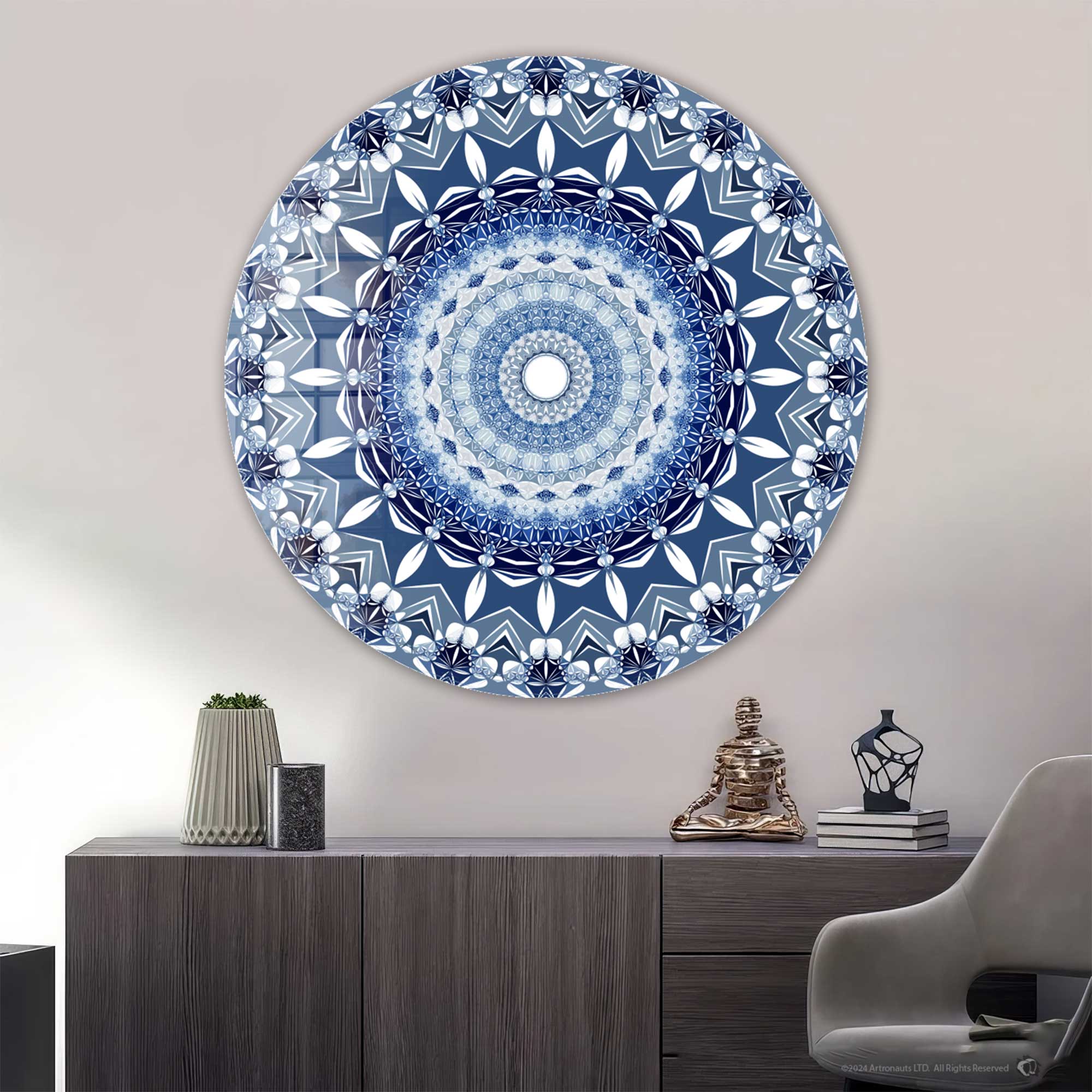 Blue Continuum - Rounded Glass Wall Art