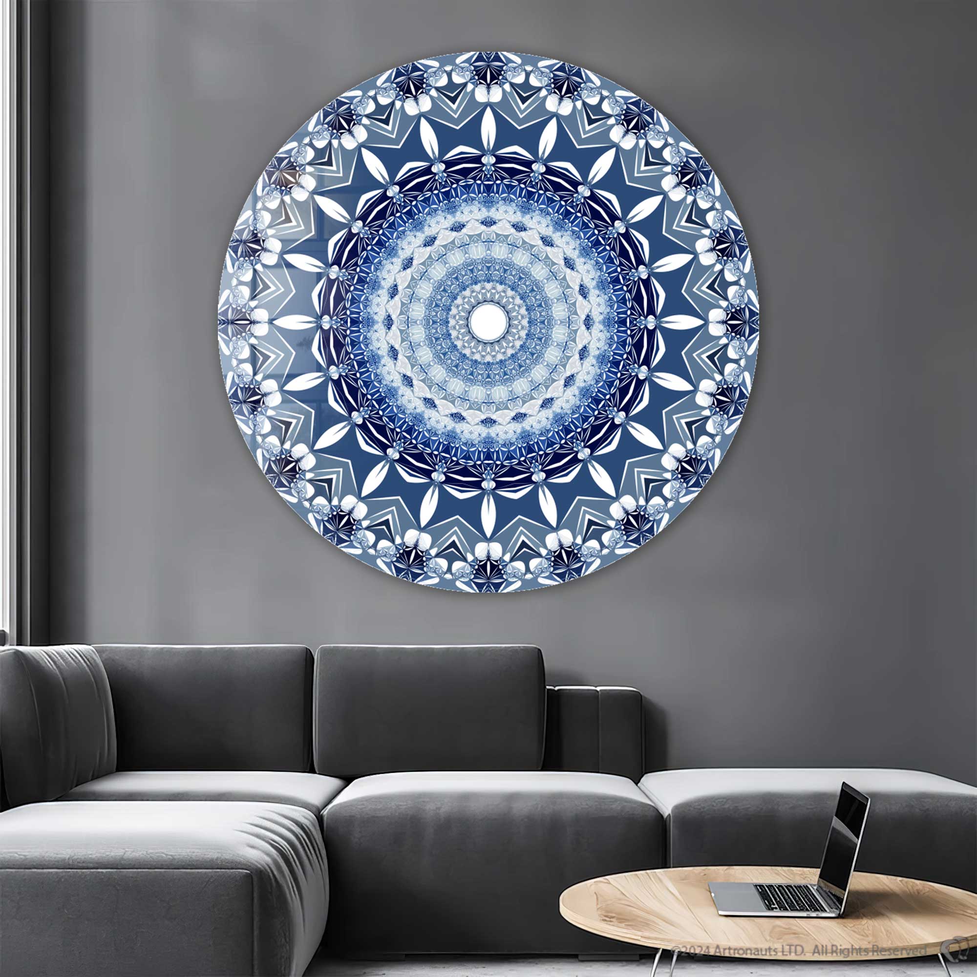 Blue Continuum - Rounded Glass Wall Art