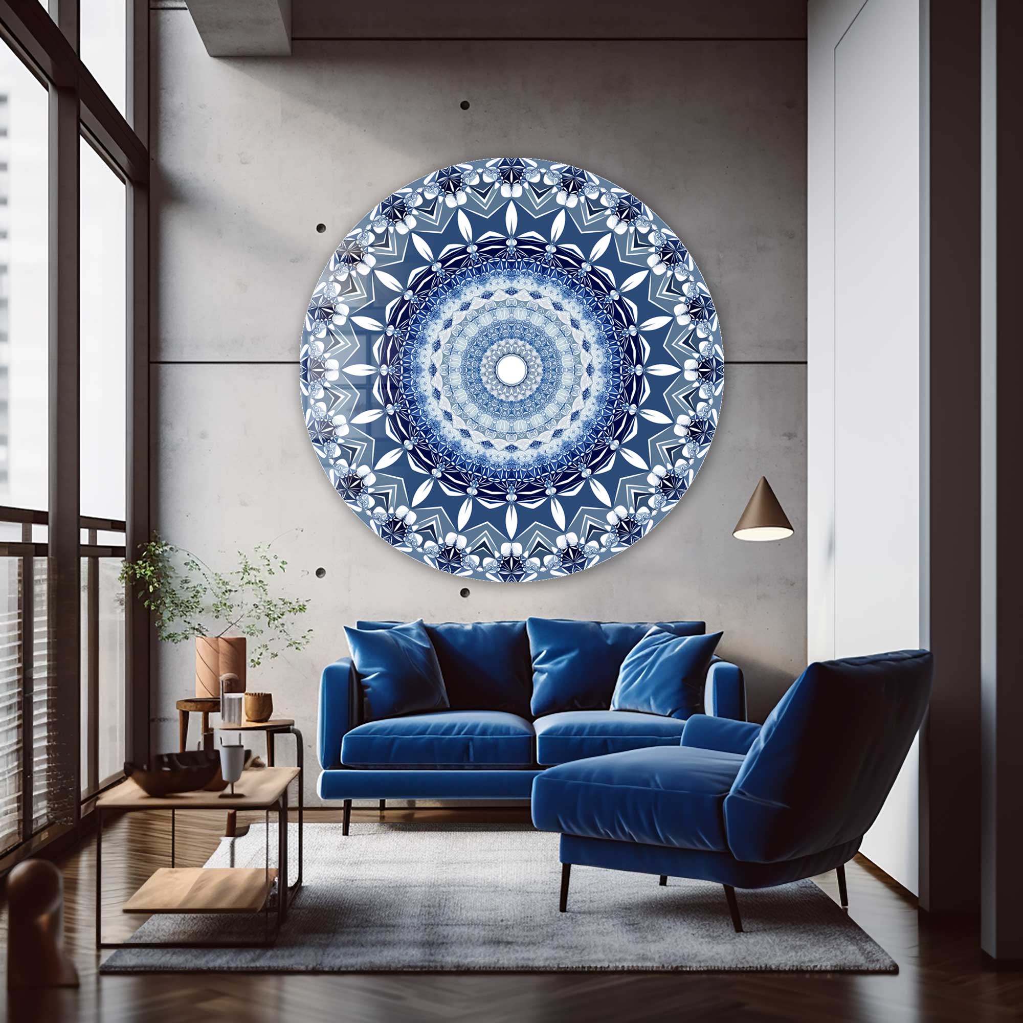 Blue Continuum - Rounded Glass Wall Art