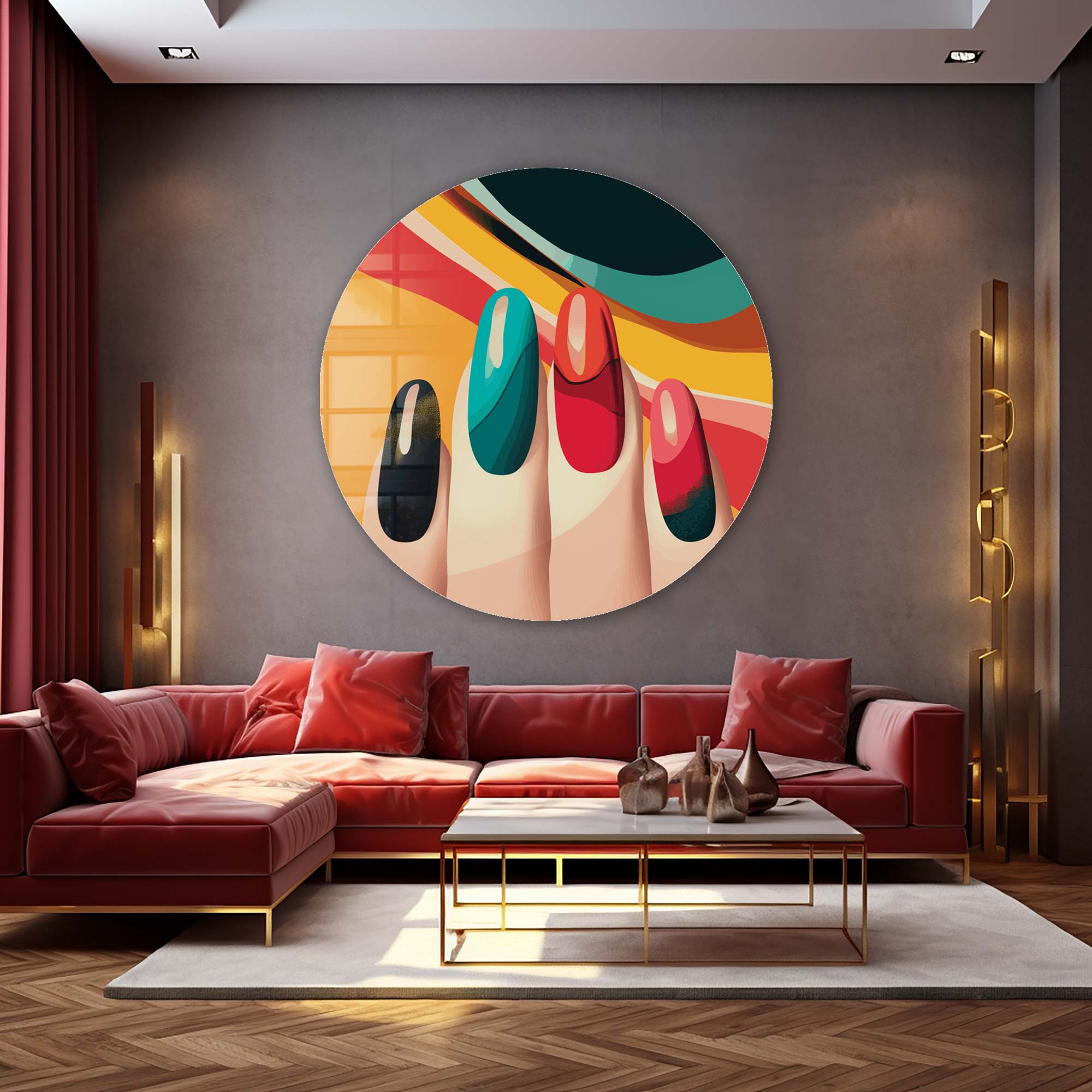 Polished Gesture - Rounded Glass Wall Art