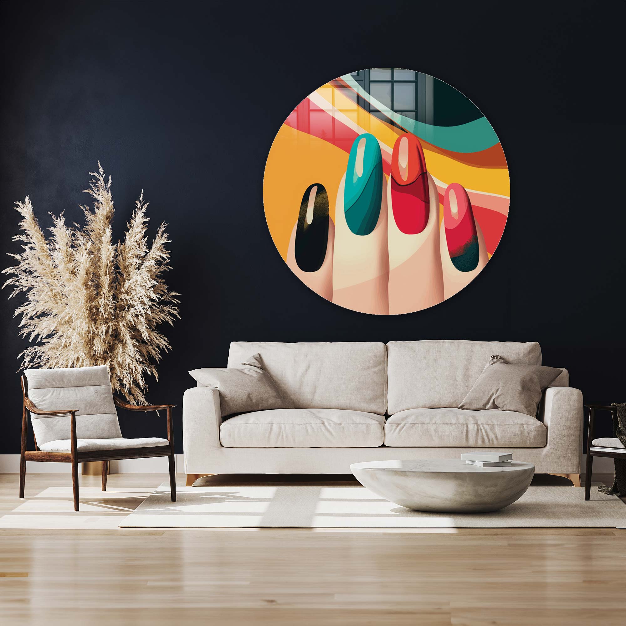 Polished Gesture - Rounded Glass Wall Art