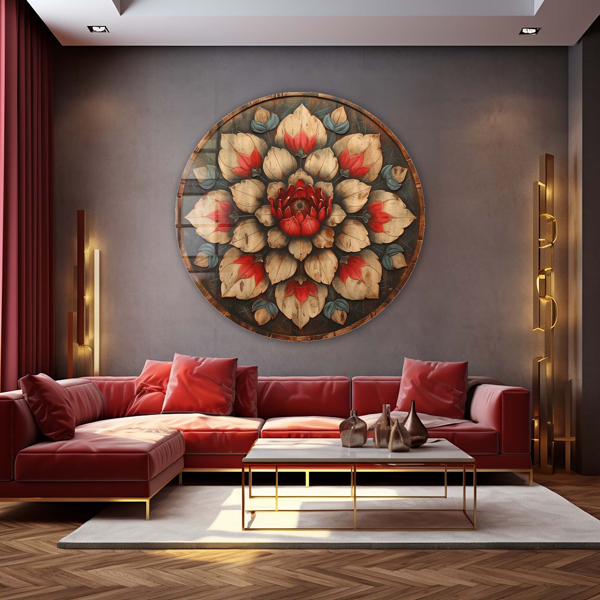 Vintage Rose - Rounded Glass Wall Art