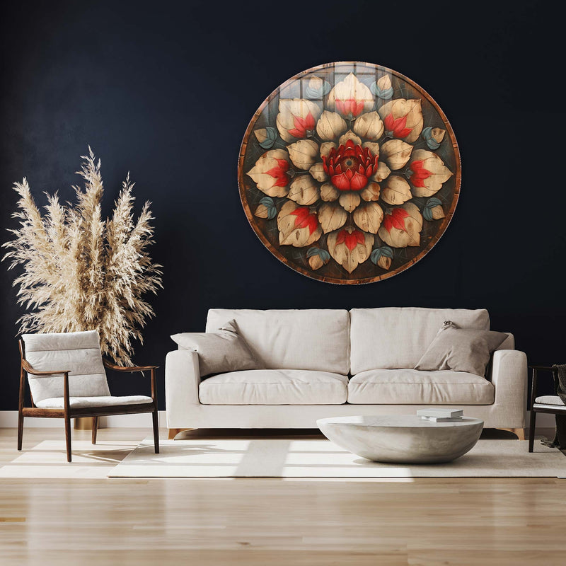 Artronauts Glass Print Vintage Rose - Rounded Glass Wall Art