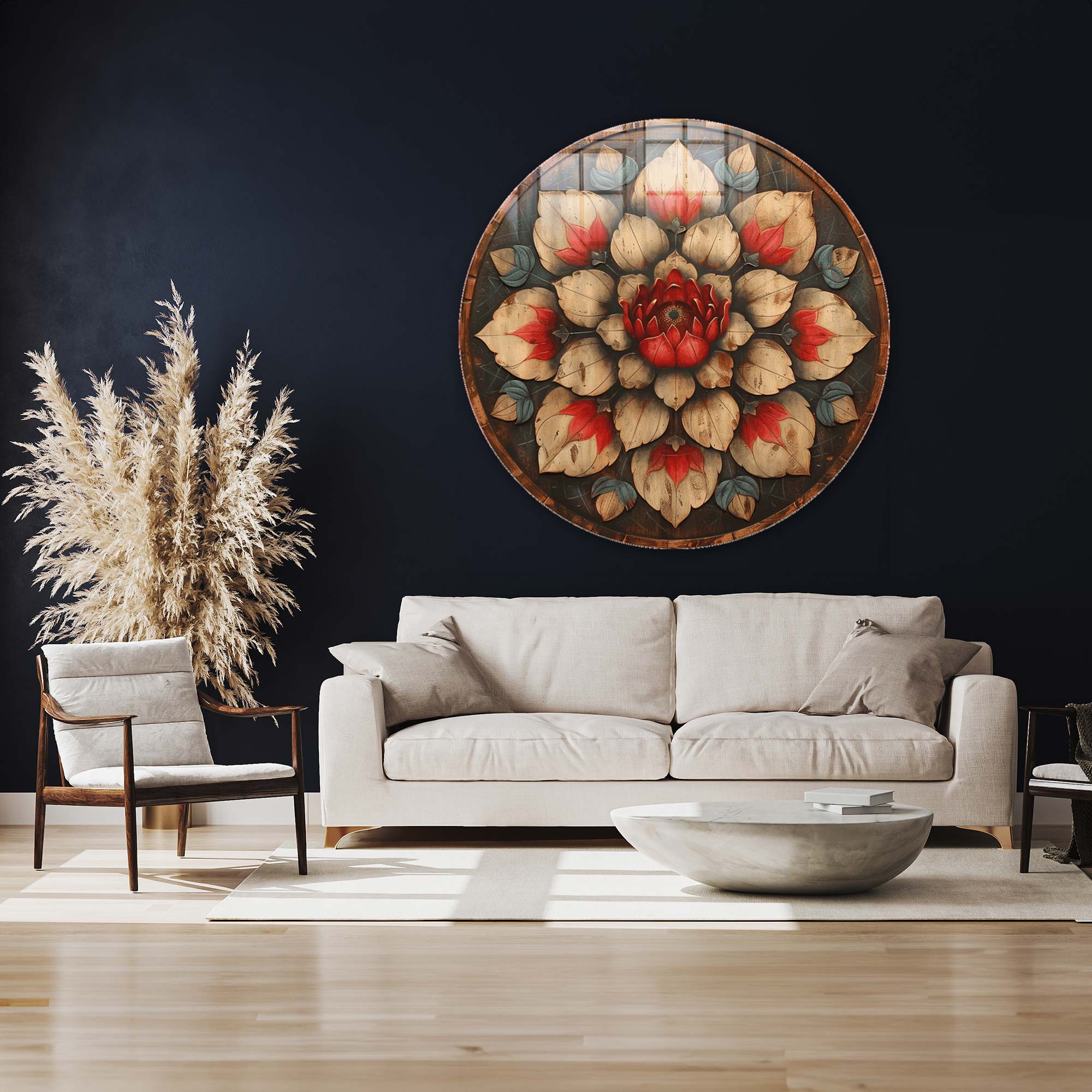 Vintage Rose - Rounded Glass Wall Art