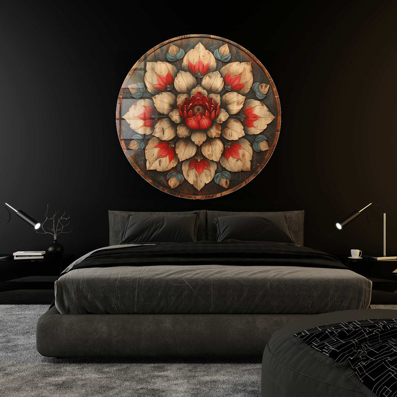 Artronauts Glass Print Vintage Rose - Rounded Glass Wall Art