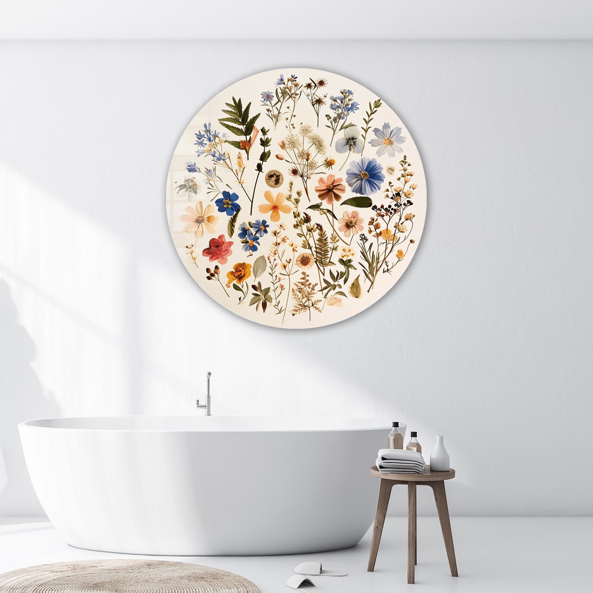 Floral World - Rounded Glass Wall Art