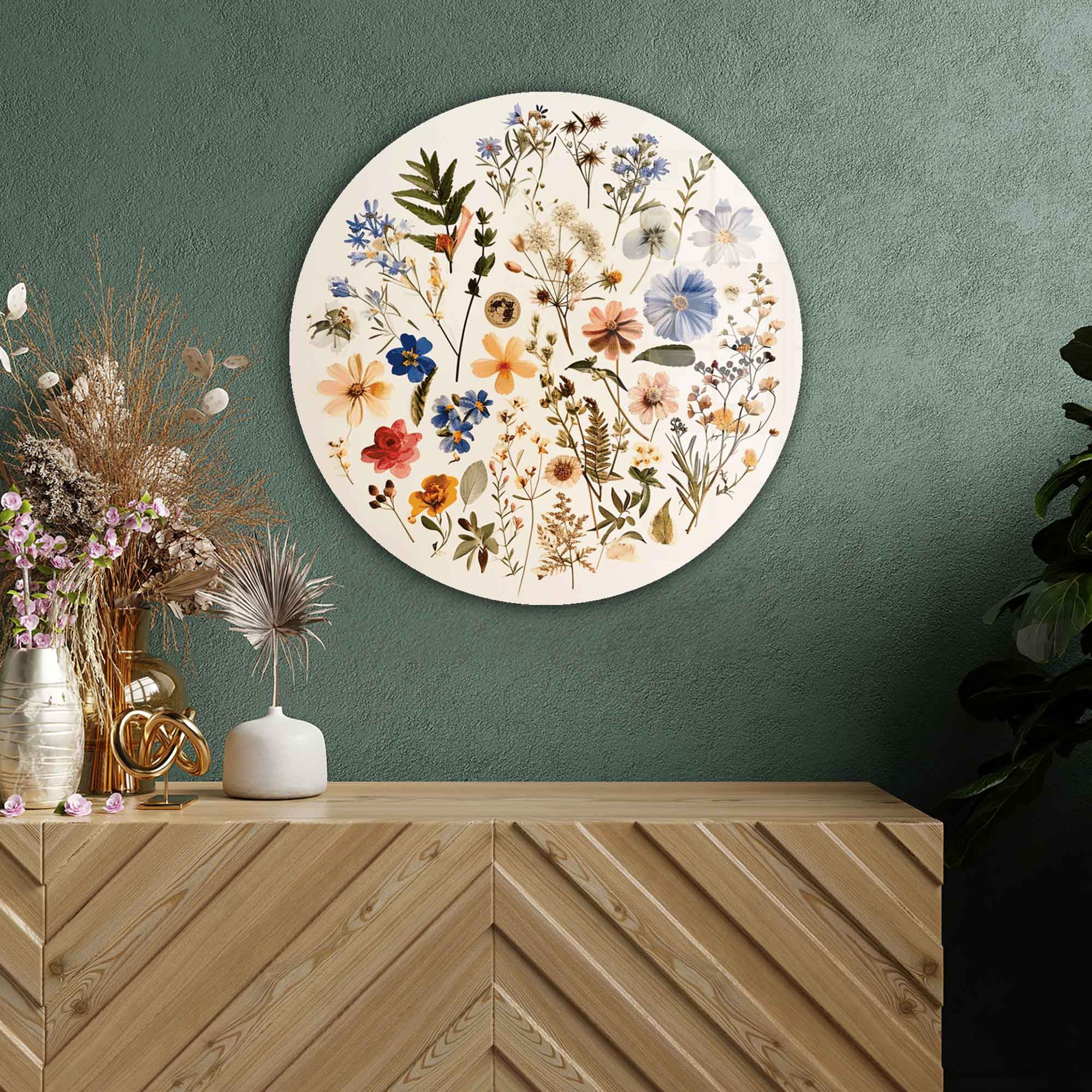 Floral World - Rounded Glass Wall Art