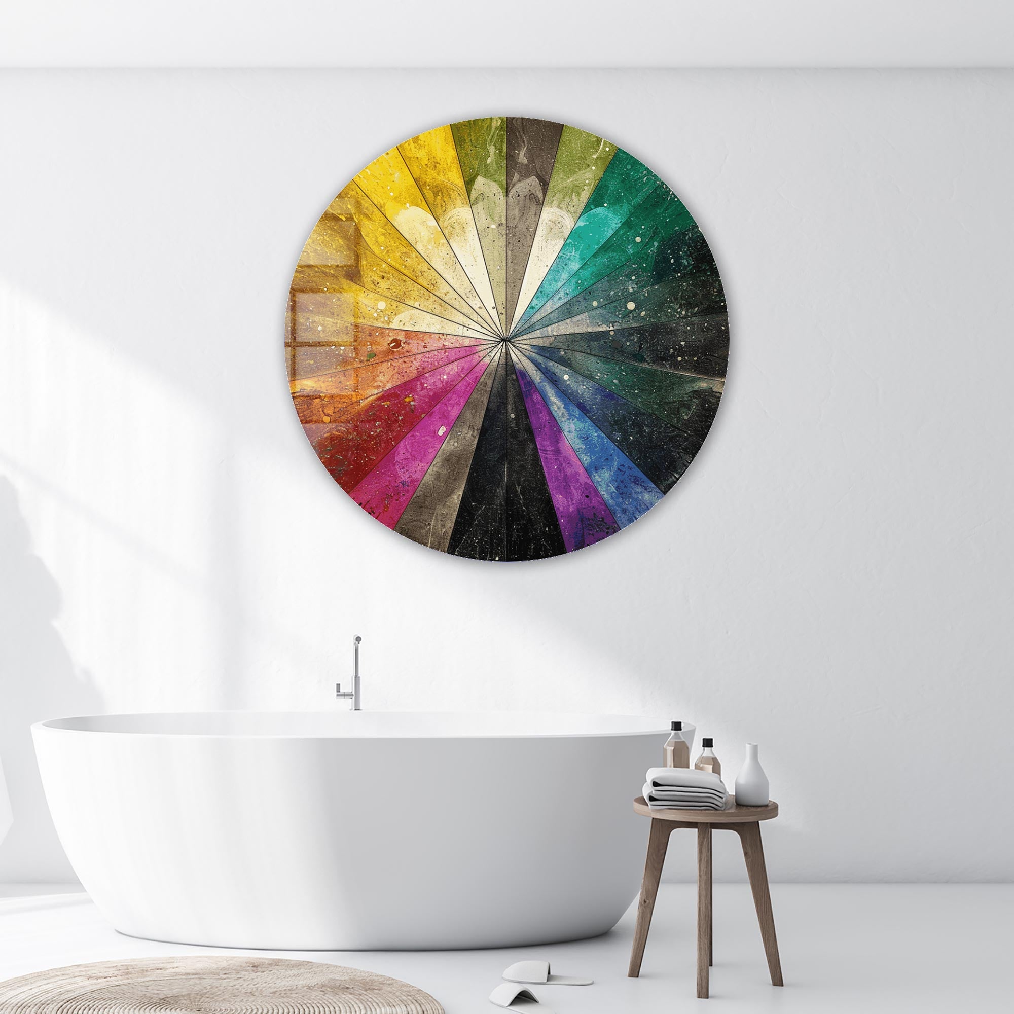 Colourful Slices - Rounded Glass Wall Art