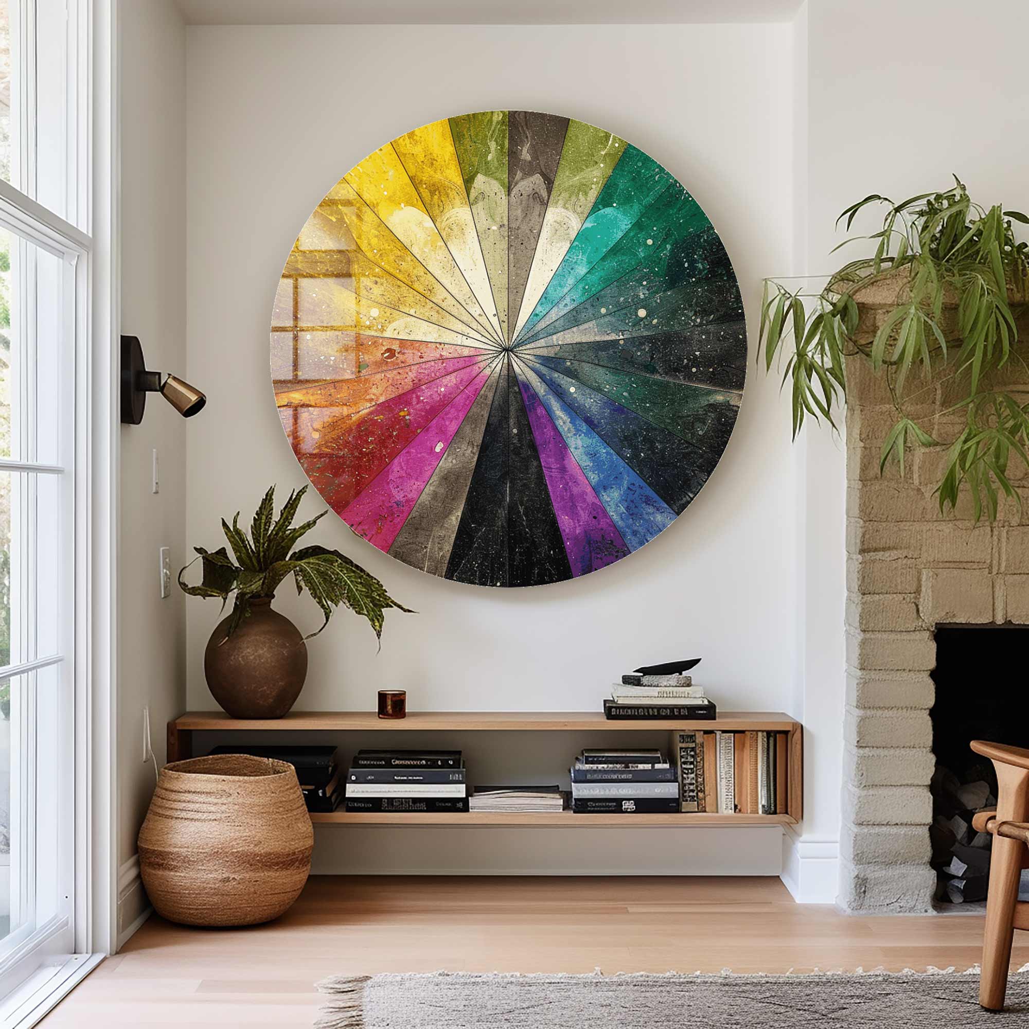 Colourful Slices - Rounded Glass Wall Art