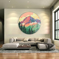 Artronauts Glass Print Mountains Illustration - Rounded Glass Wall Art