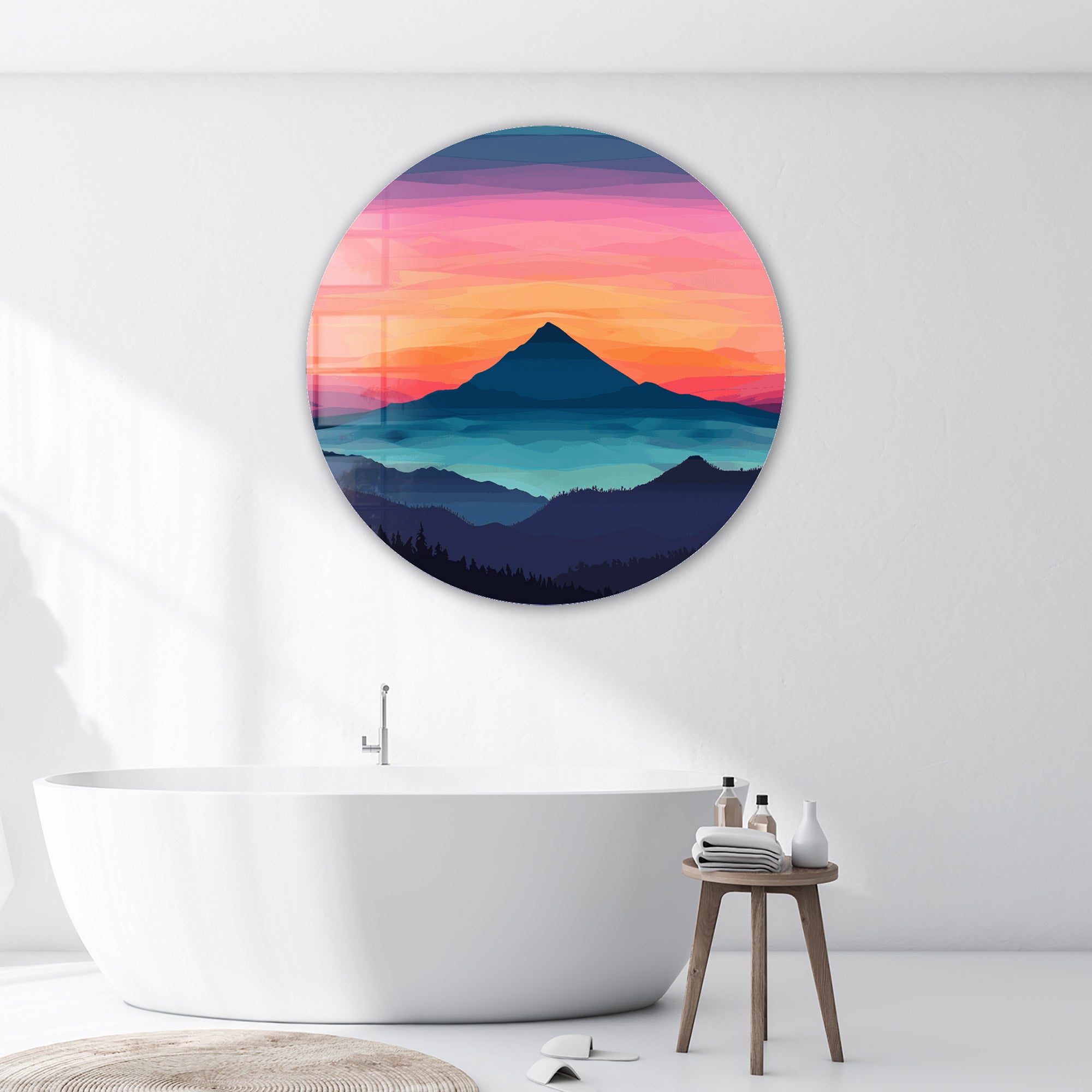 Layers of Sunset - Rounded Glass Wall Art