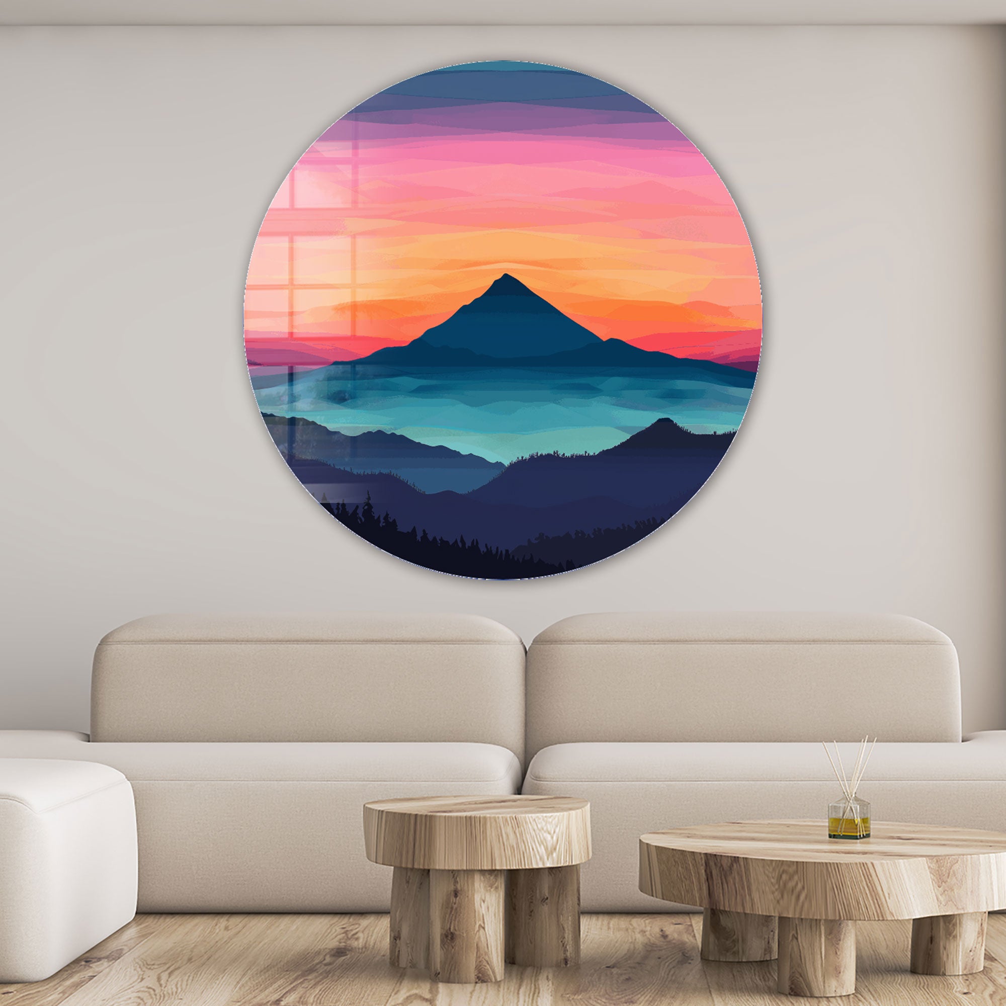 Layers of Sunset - Rounded Glass Wall Art