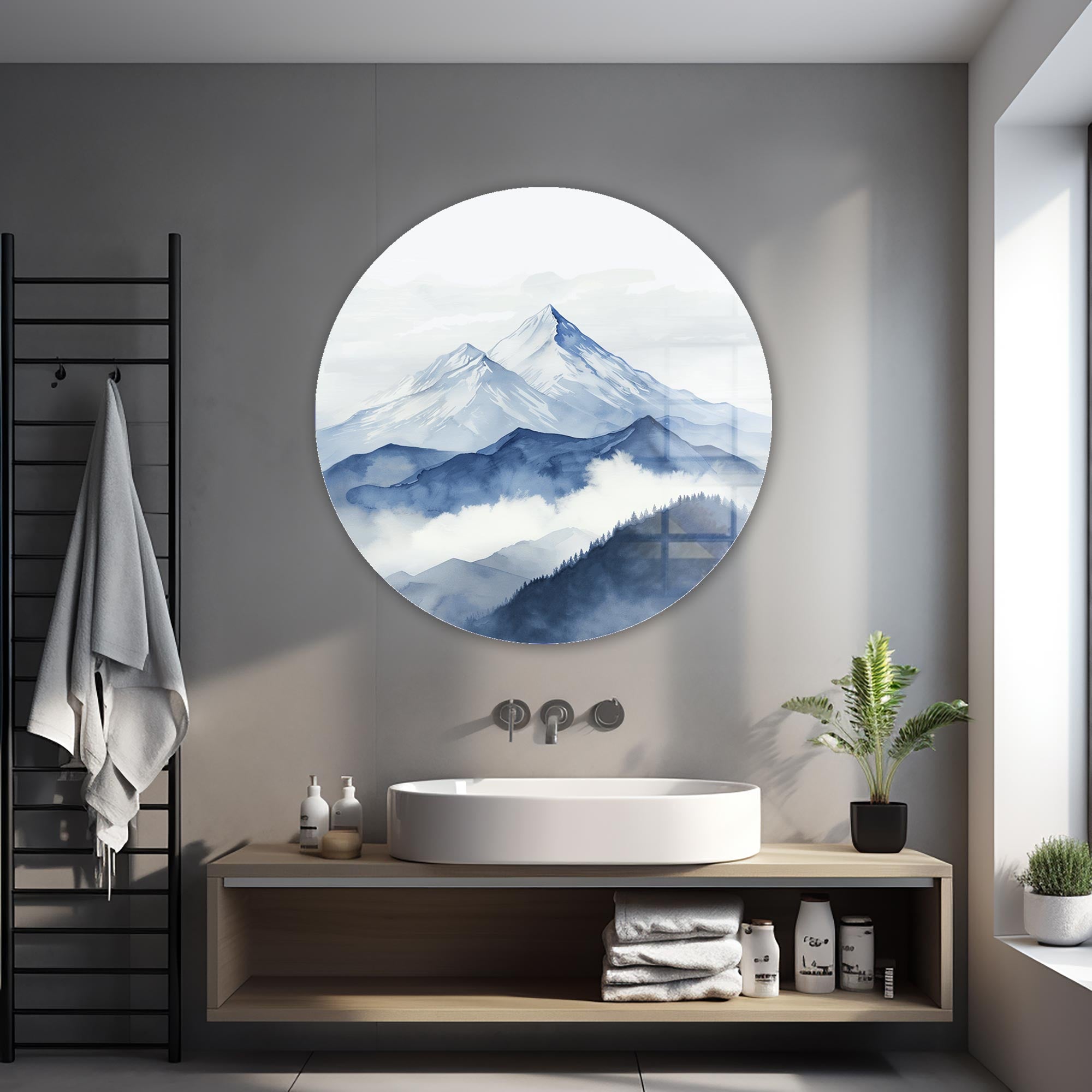 Layers of Blue - Rounded Glass Wall Art