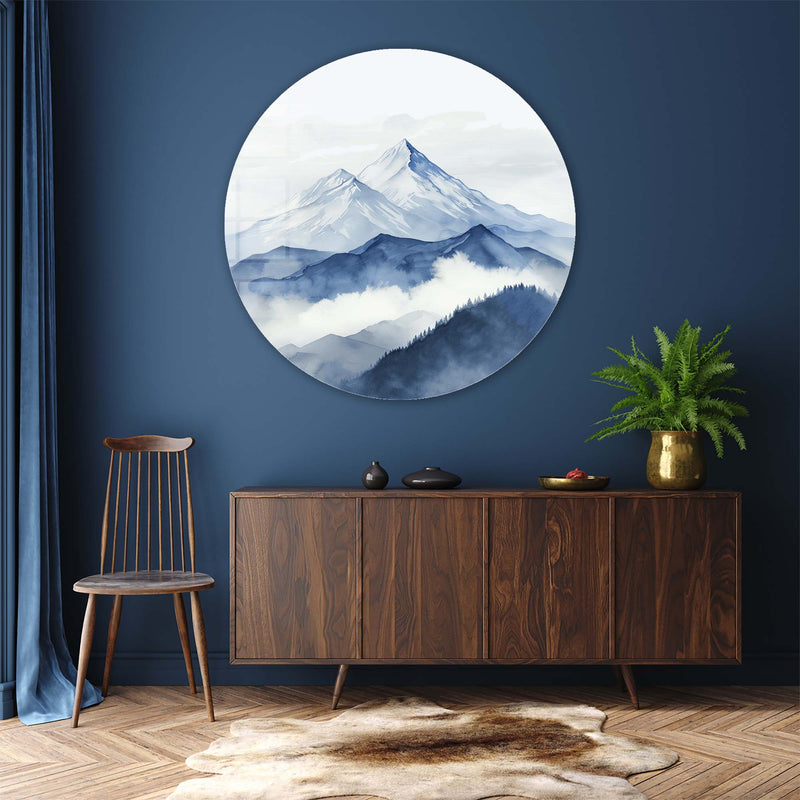 Artronauts Glass Print Layers of Blue - Rounded Glass Wall Art