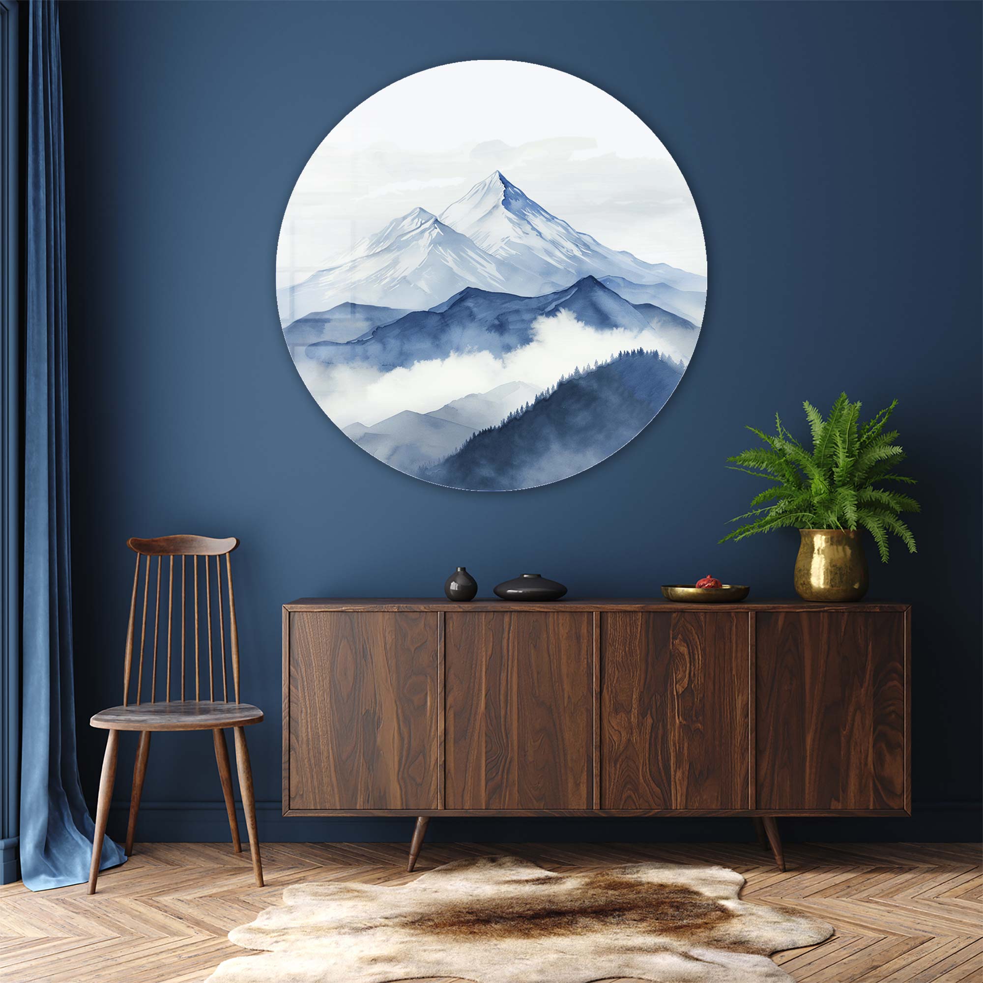 Layers of Blue - Rounded Glass Wall Art