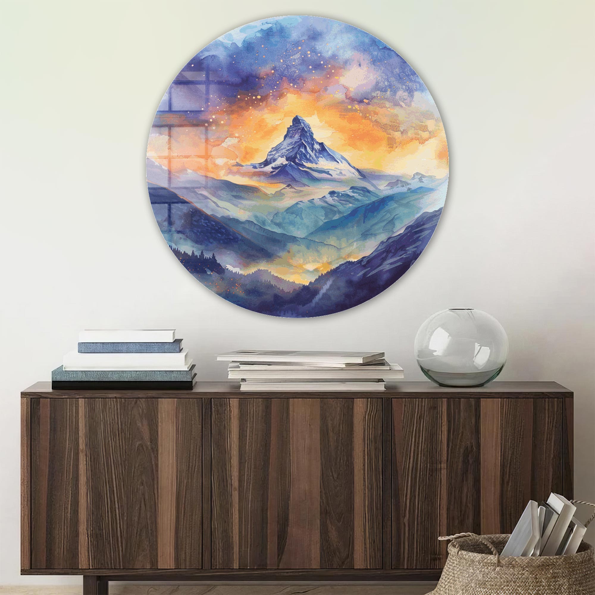 Peak on Clouds - Rounded Glass Wall Art