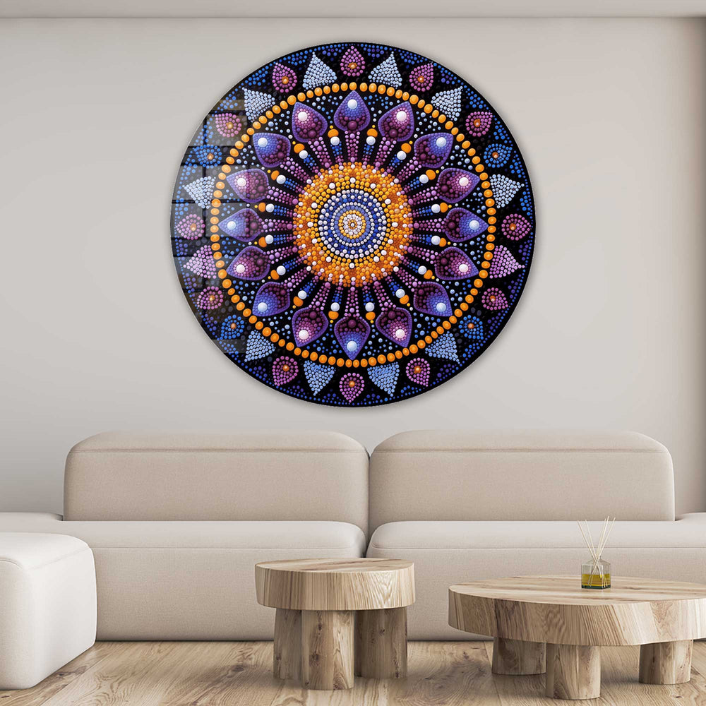 Artronauts Glass Print Mystic Mandala - Rounded Glass Wall Art