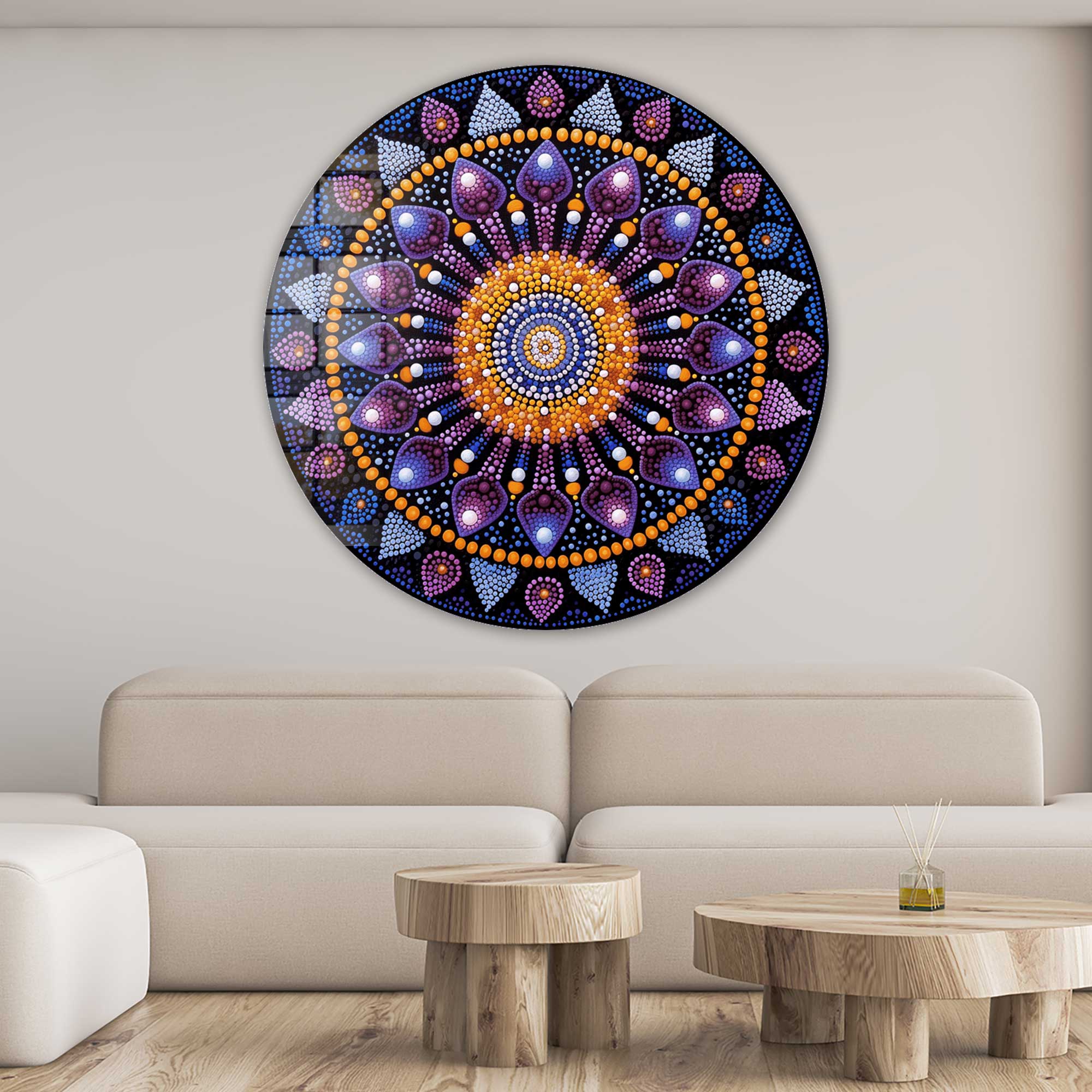 Mystic Mandala - Rounded Glass Wall Art