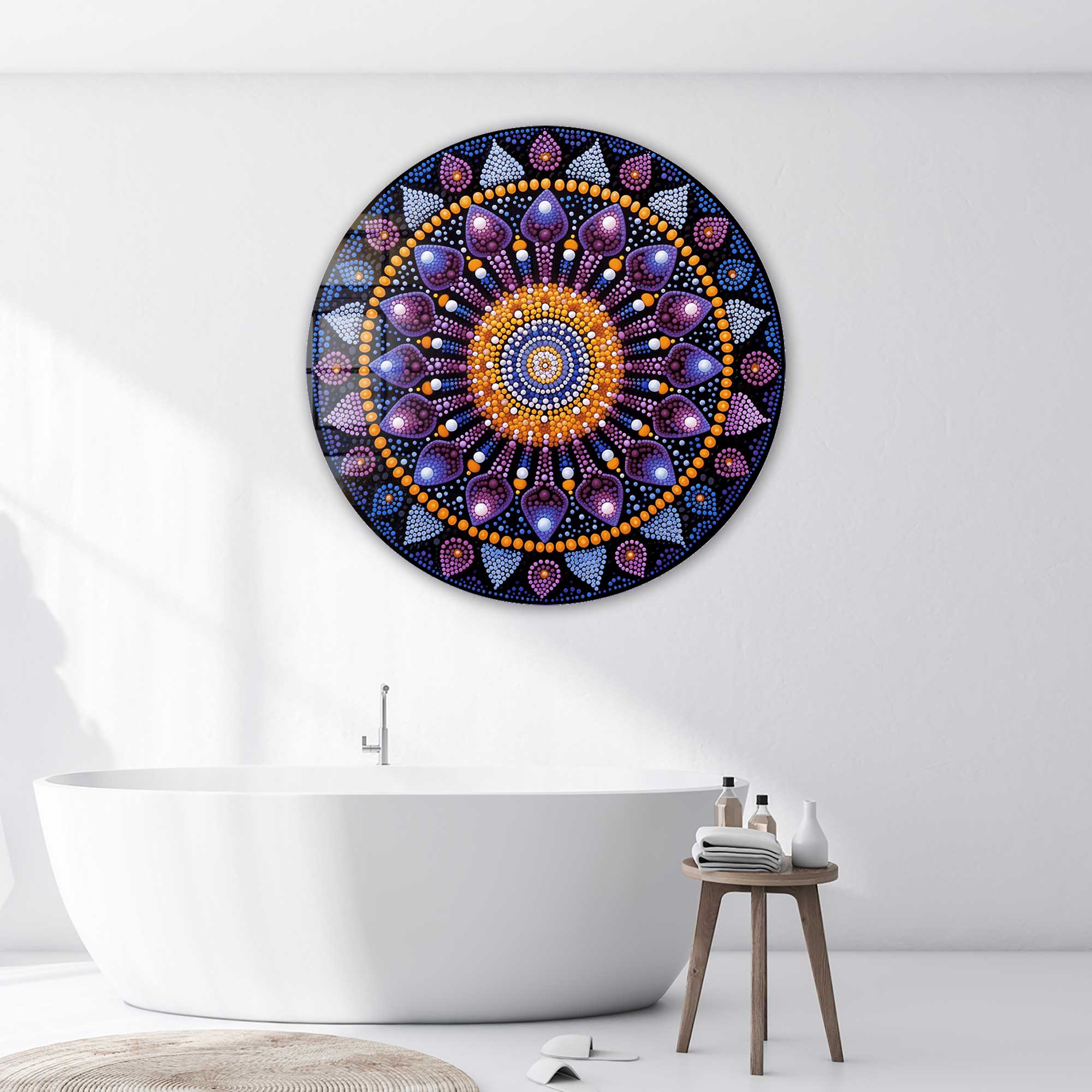 Mystic Mandala - Rounded Glass Wall Art