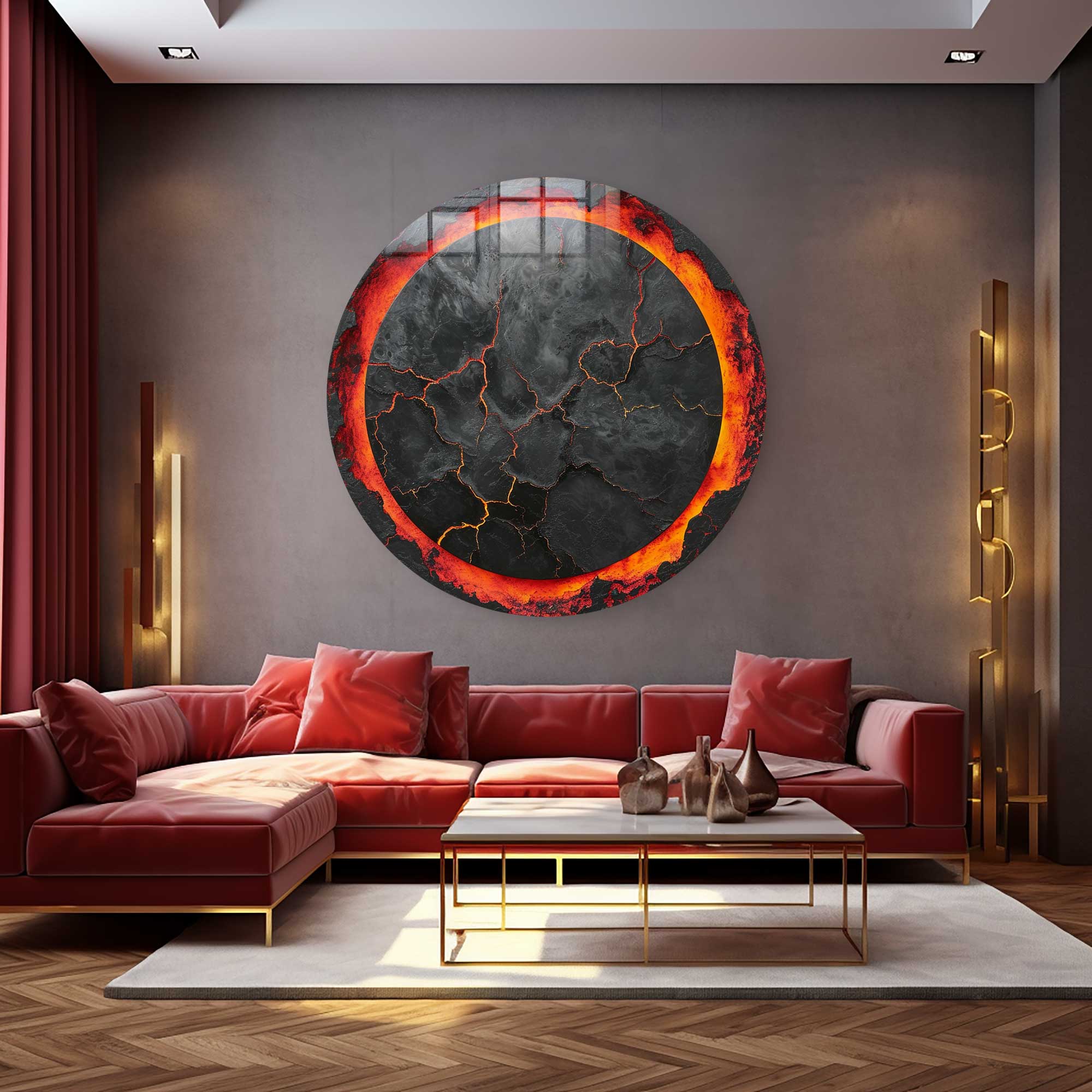 Lava III - Rounded Glass Wall Art