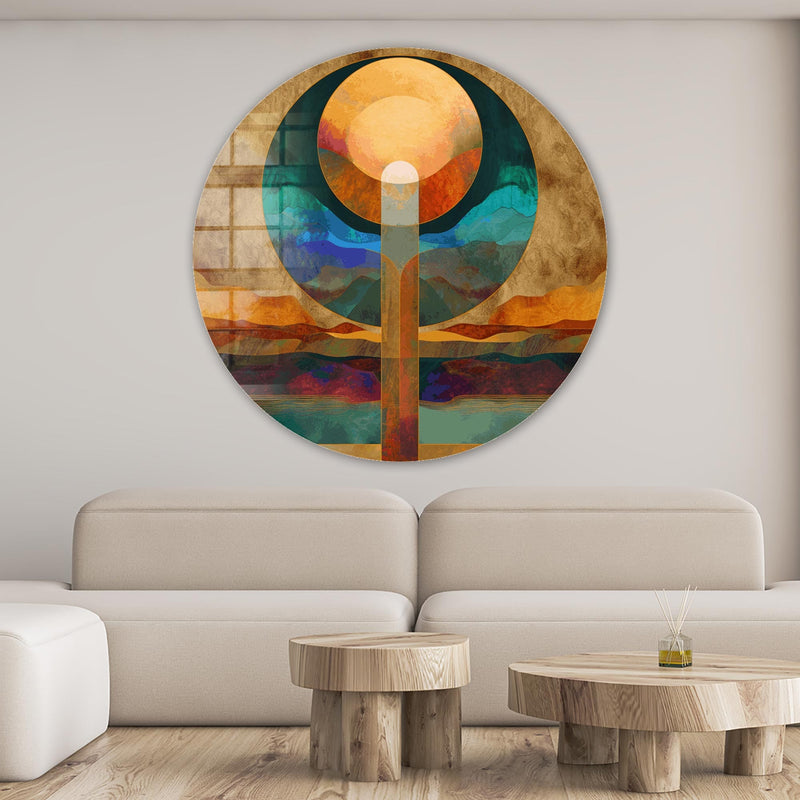 Artronauts Glass Print Layers of Sunset - Rounded Glass Wall Art