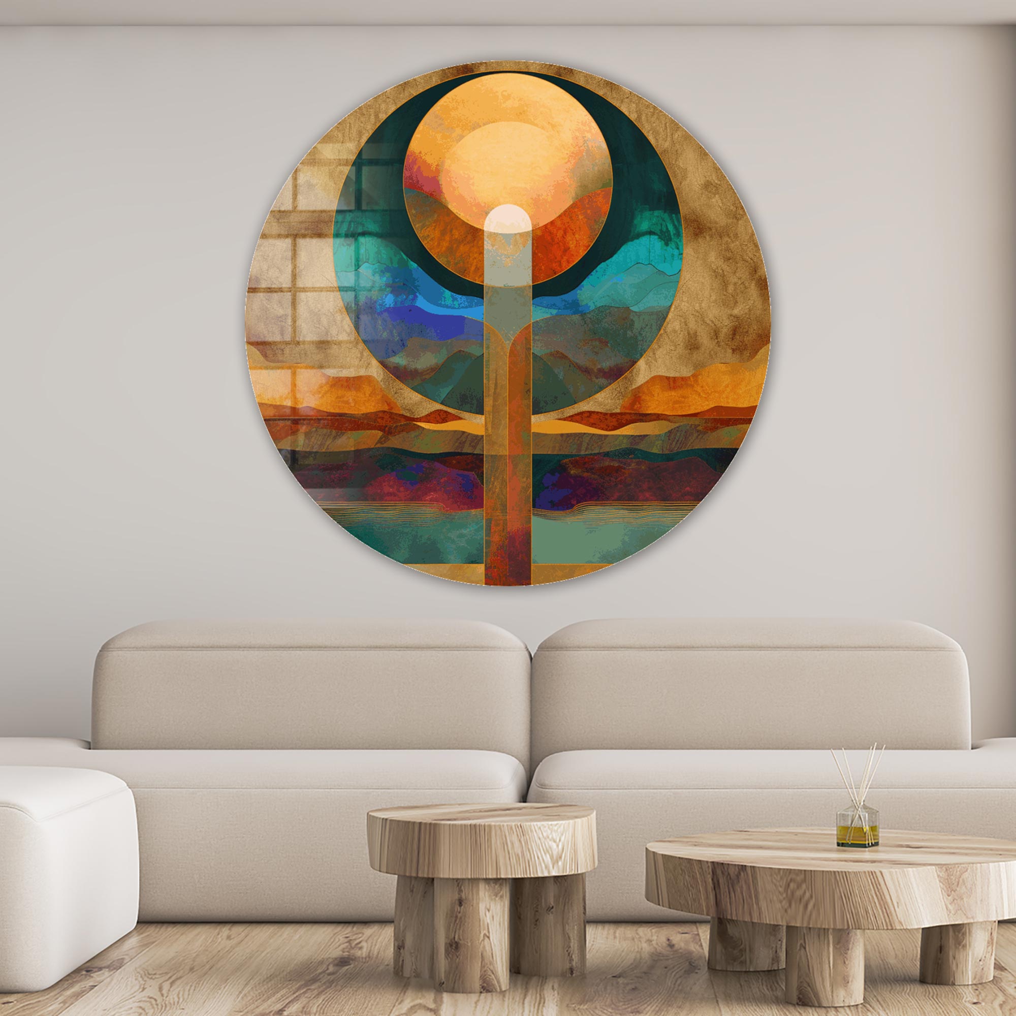 Layers of Sunset - Rounded Glass Wall Art