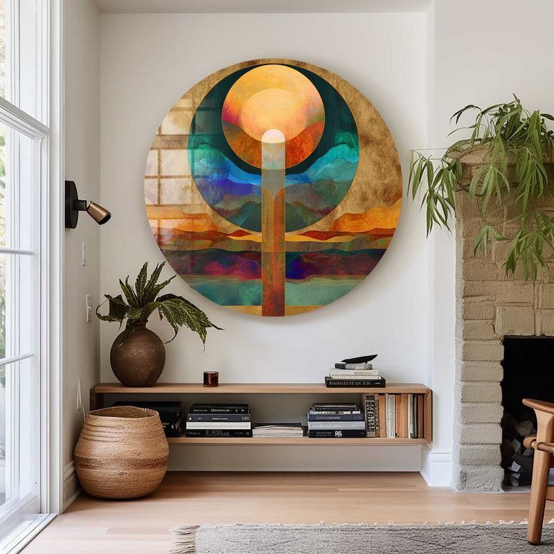 Artronauts Glass Print Layers of Sunset - Rounded Glass Wall Art